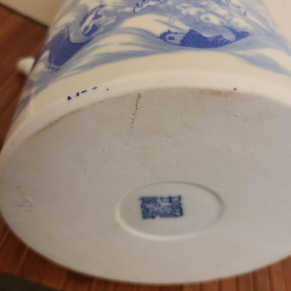 Vintage Chinese Chinoiserie Porcelain Blue & White Large Wedding Tea Pot - Picture 15 of 16